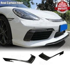 Carbon Fiber Front Fog Air Vent Fins Cover For Porsche 718 Boxster Cayman 16-19