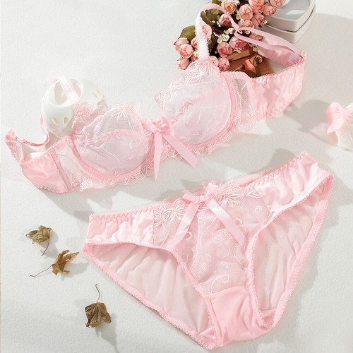 Ladies Bras Set Ultra-thin Non Padded Underwired Brassiere Sissy Sexy Lingerie - Picture 29 of 37