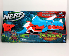 NERF Dino Squad Tricera-Blast Soft Dart Blaster Toy Gun Dinosaur Hasbro Ages 8