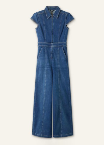 ME + EM Palazzo Stretch Denim Travel Jumpsuit - MSRP $425 Size US10 - BNWT - Picture 6 of 7