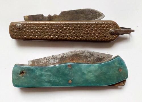 2 pcs Vintage Rare USSR Soviet Russian Pocket Folding Knifes Penknifes - Imagen 7 de 11