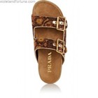 100%AUTH NEW WOMEN PRADA JACQUARD FLORAL BROCADE DOUBLE BAND SLIDE SANDALS US 10 — photo 1