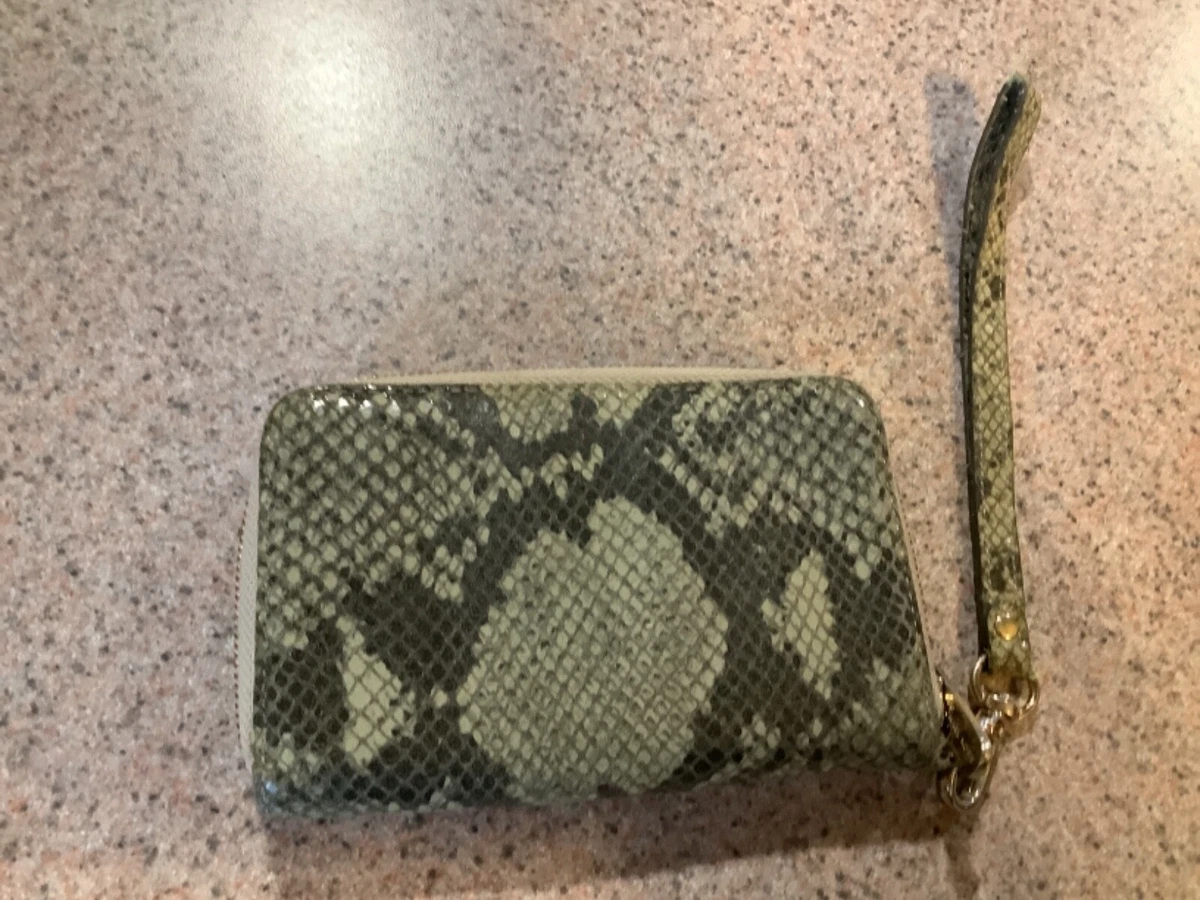 Michael Kors Jet Set Snakeskin Leather Wristlet Wallet 6 x 4 eBay