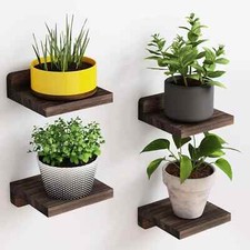 Fixwal Small Floating Shelves, 5X5 Inches Wall Shelf Set of 4, Rustic Wood Sm...