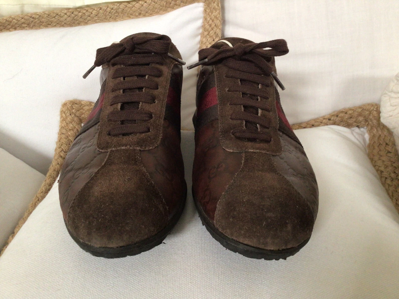 Baskets italiennes Gucci pour hommes en cuir marron 138169 Guccissima   7 1⁄2 G