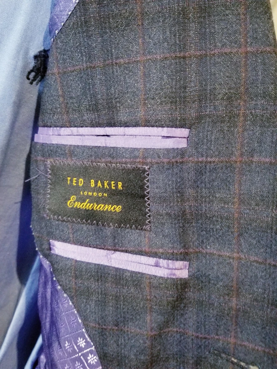 Ted Baker Endurance purple orange Top Stitch Check Blazer Jacket sport Coat 40S