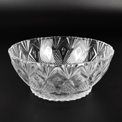 Vintage 5'' Clear Glass Bowl Pineapple and Stars Pattern, Hard to Find