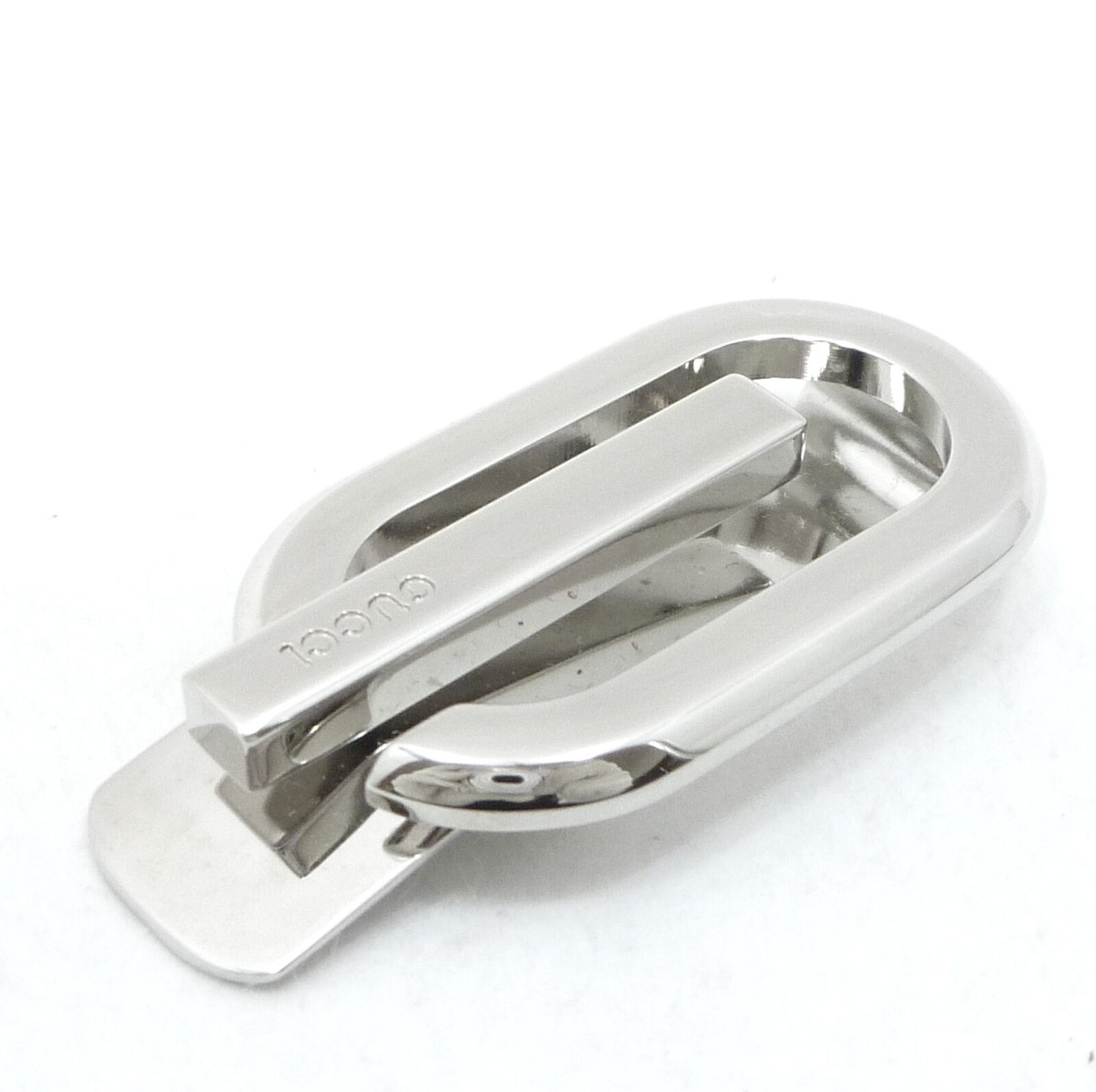 Authentic GUCCI G Motif Money Clip Silver Stainless Steel