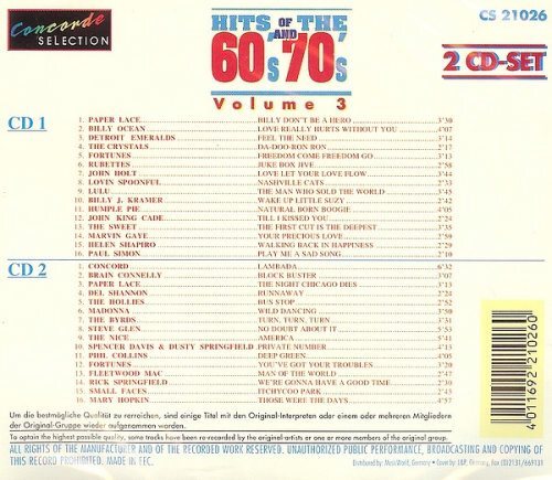 V/A Hits Of The 60s & 70s Vol. 3 - 2 CD, Paper Lace, Lovin Spoonful, u.v.a. - Bild 2 von 2