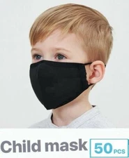50 niños mascarilla desechable niños 3 capas protección suave para la piel negro