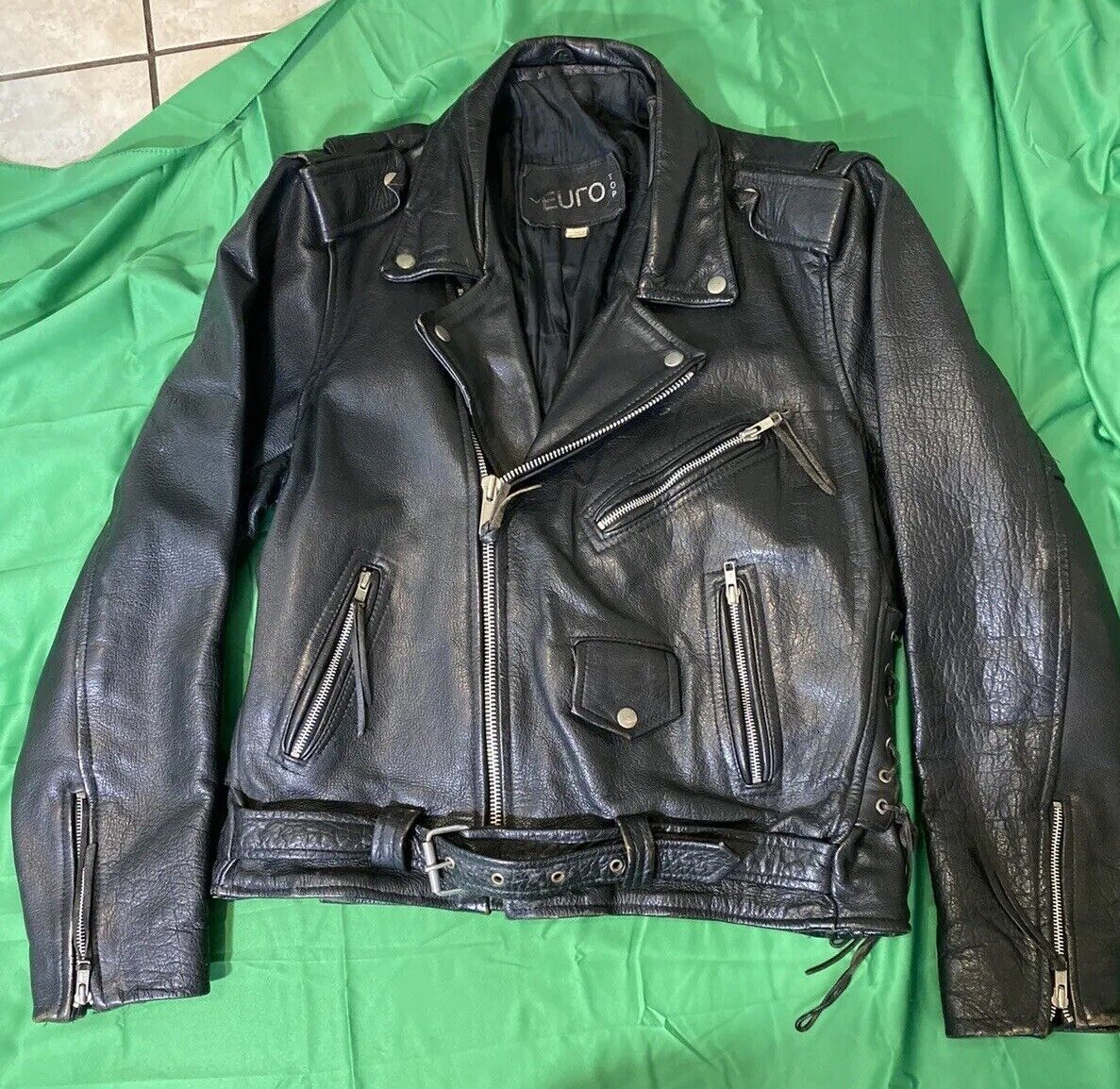 VTG Euro Motorcycle Leather Jacket Size 40 - image 1