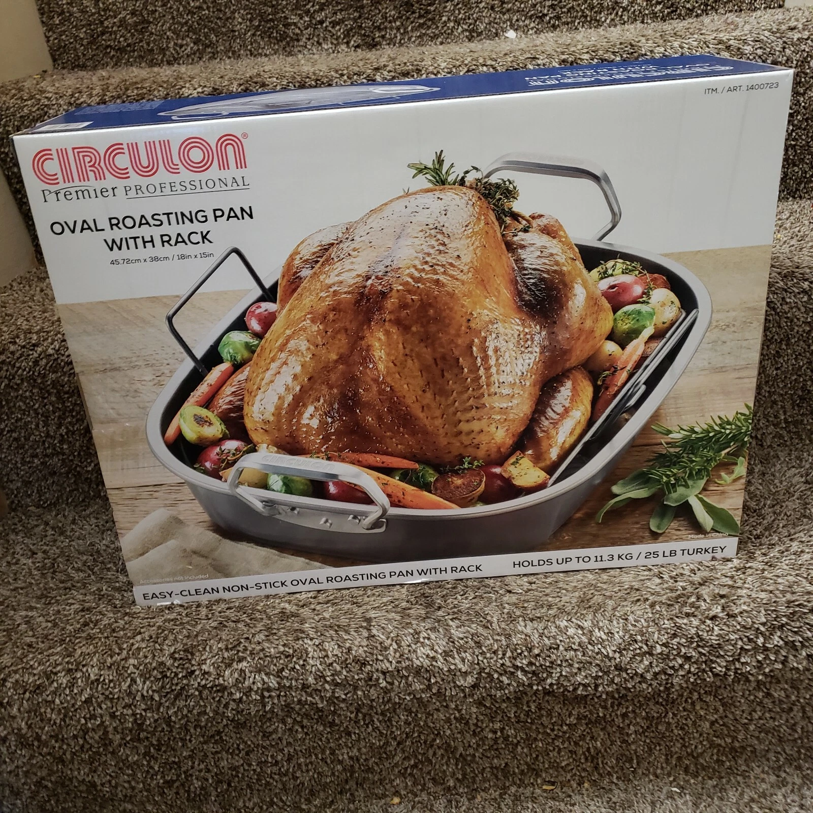 Circulon Premier Professional Oval Roaster Roasting Pan with Rack Nonstick 18x15