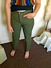 70's Vintage Green Mod Mid-Rise Taped Leg Pants