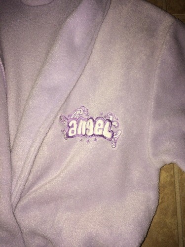 Girl Thing Lavender Fleece Robe Size L EUC "Angel" - Picture 2 of 3