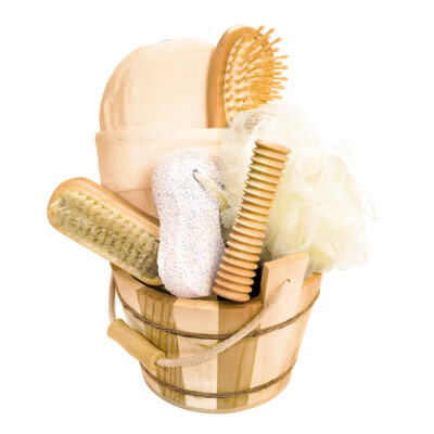 Croll & Denecke Wellness Geschenkset 6-teilig im Holzbottich mit Kordel