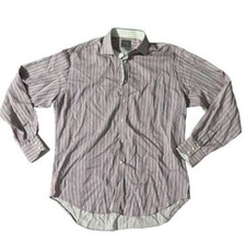 Thomas Dean Mens Long Sleeve Collared Striped Dress Shirt Breathable Size XL