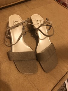 champagne color block heels