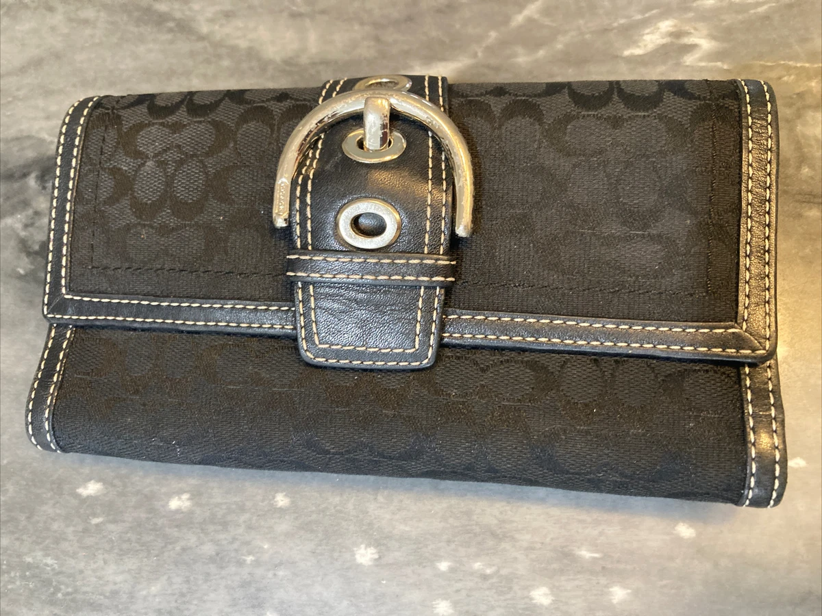 Coach Soho Buckle Wallet Canvas Logo Black 8” X 4” | eBay