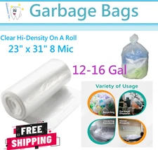  Clear Roll Garbage Bags Office Household Storage Disposbale Trash 12-16 Gallon