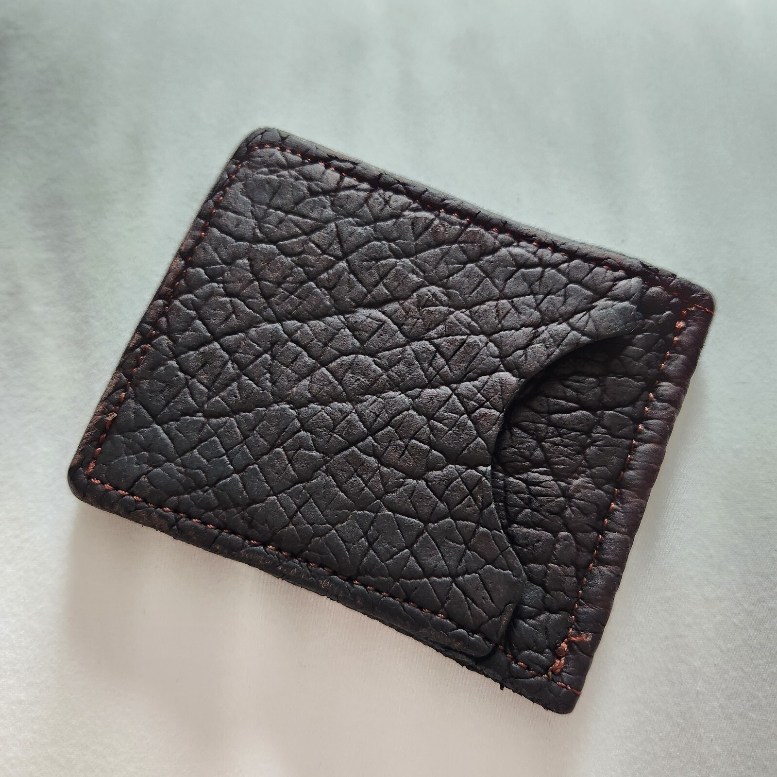 General Leathercraft dark brown hippo leather bifold … Gem