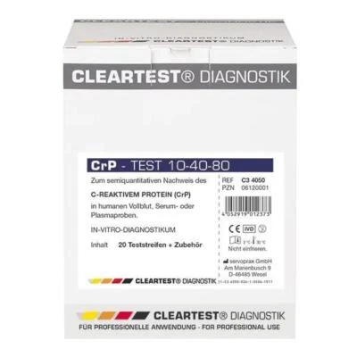 MARKENLOS 10/20 St CLEARTEST CRP 10/40/80 Schnelltest Entzündungsparameter Blut/Serum 5min