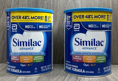 LOT OF 2 Similac Advance Infant Formula w/ Iron Milk-Based Powder 30.8 oz 01/26+