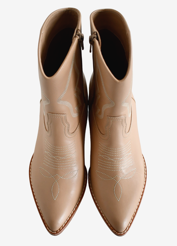 $1330 NEW VALENTINO GARAVANI Nude Leather TEXAN WESTERN COWBOY Boots EU39 US-8.5 - Picture 3 of 14