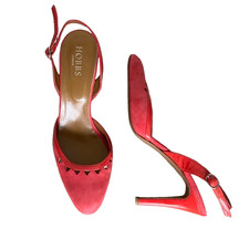 Hobbs Womens Slingback Heels Red Size UK 6 EU 39 Court Shoes Suede Made In Italy