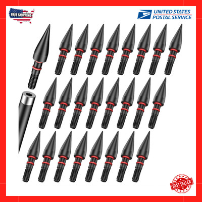 24Pcs 5/16'' Archery Field Points Screw-in Arrow Point 100 Grain Steel Field Tips