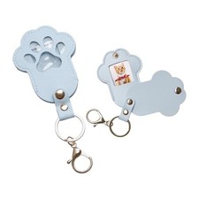 Pet Memorial Keychain Dog Paw Keepsake Photo Holder Blue