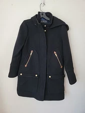 J. CREW Villa Coat Italian Stadium Cloth Nello Gori Wool Black  Sz 8P  $398 