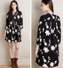 Isabella Sinclair Anthropologie Embroidered Floral Black Naomi Dress Size L