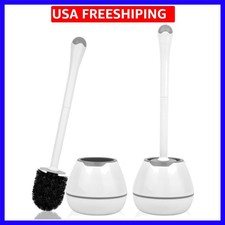 Toilet Bowl Brush and Holder, Toilet Scrubber 2 Pack with Long Handle, Easy t...