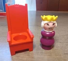 Vintage Fisher Price Little People Castle QUEEN & Throne Chair Purple Wood Body