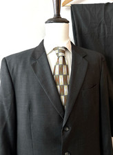 Jos. A. Bank Suit Men's 46XL Extra Long - 42W x 34L Dark Gray-Taupe Wool Plaid