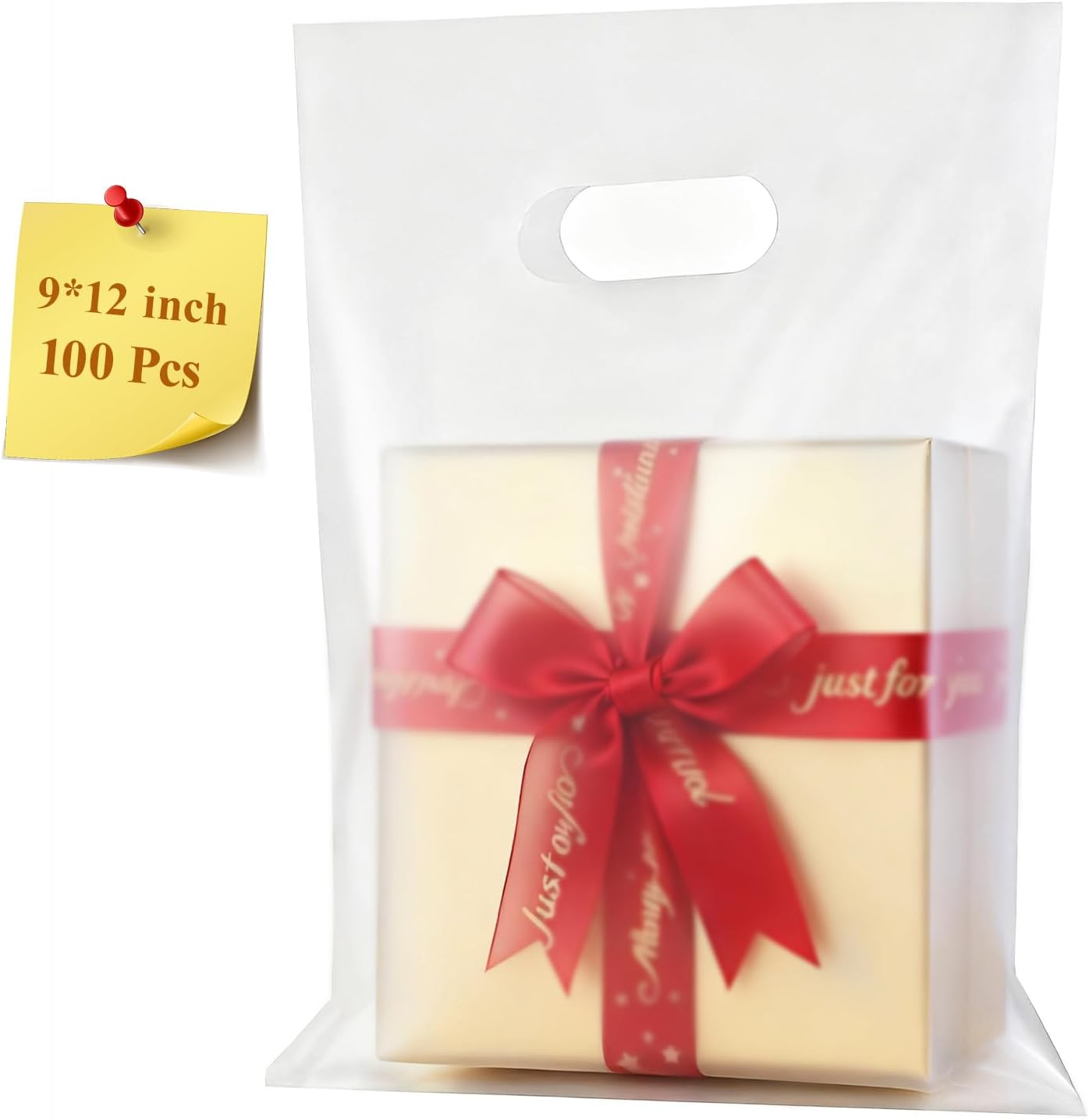 100 Pcs Plastic Bags with Handles 9
