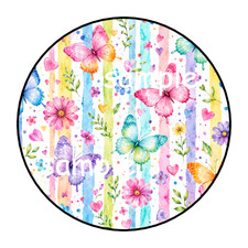 BUTTERFLIES FLOWERS STICKERS SEALS LABELS FAVORS TAGS 1.5" 30 COLORFUL