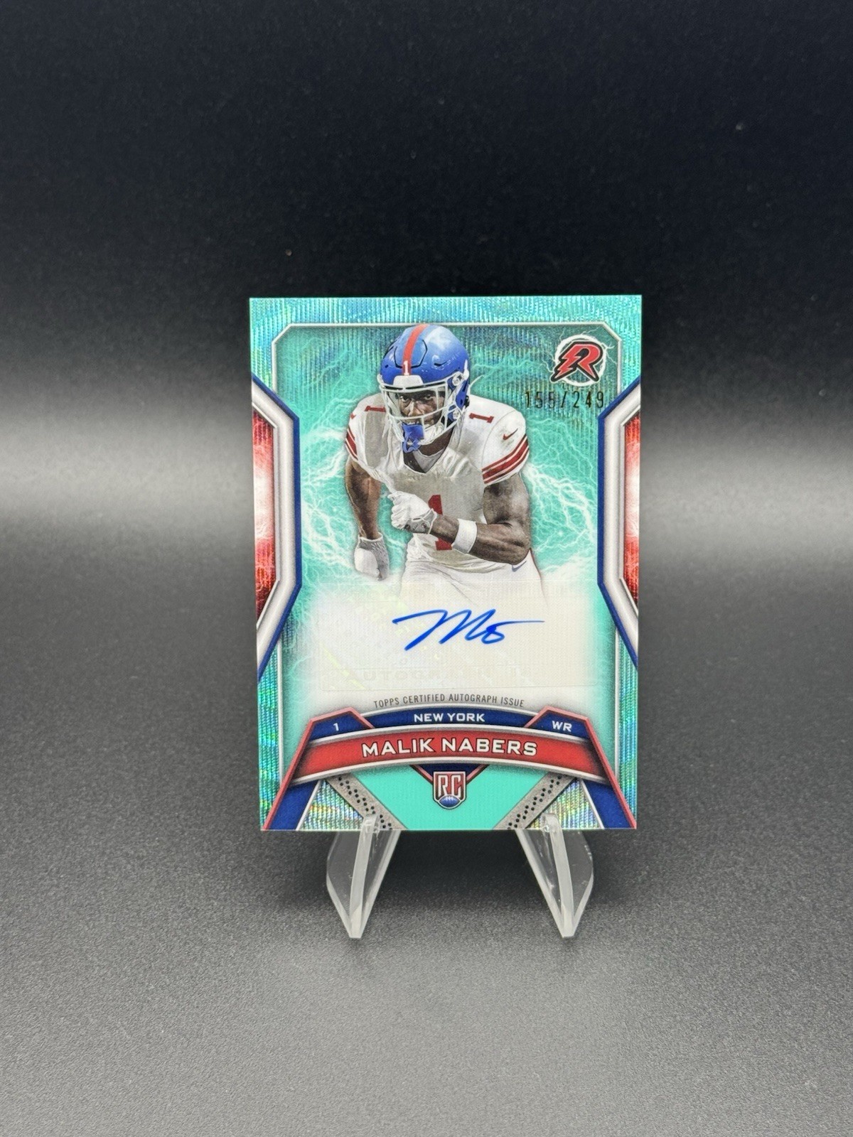 2024 Topps Resurgence - Rookie Signatures Malik Nabers Aqua Surge Refractor /249