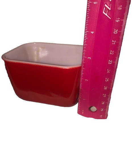 2 piatti frigo vintage Pyrex 501-B rosso senza coperchi - Foto 5 di 8