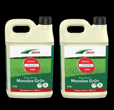 2 x Cuxin DCM Rasendünger Mooslos Grün 2,5 L Konzentrat NK 8-4+2 Moosverdrängung