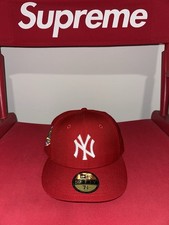 New York Yankees MLB Authentic New Era 59FIFTY Fitted Cap HAT Red WHITE 7 3/8