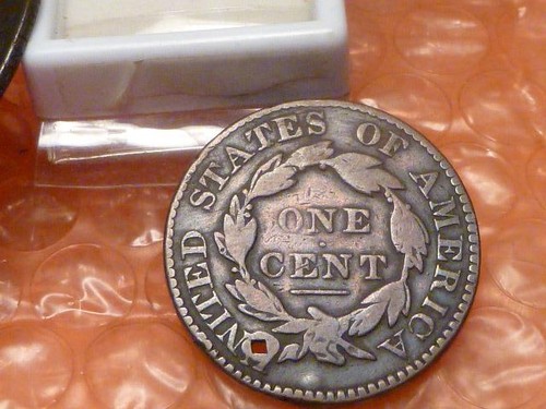 1829 Matron Coronet Head Large Cent Large Letters - Holed #1 - Picture 2 of 2