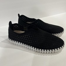 Ilse Jacobsen Tulip Sneakers Flats Slip On Perforated Black Size 8.5