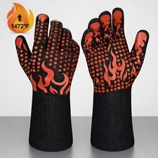 BBQ Grill Gloves Heat Resistant Extreme Heat Proof Oven Mitts Non-Slip Silicone