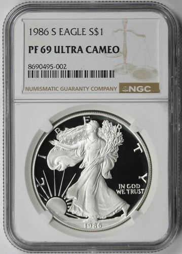 1986-S American Silver Eagle $1 Proof PF 69 Ultra Cameo NGC