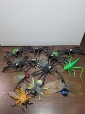 Assorted Toy Bugs Insects Lot of 12 Soft Plastic Used Spider, Bee, Fly, Etc.