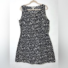 MNG By Mango Black & White Sleeveless Mini Pin-tuck Dress Size XXL