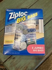 Ziploc Big Bags 3 Jumbo XXL 20 Gallon Heavy Duty Storage Bags Stand Fill New