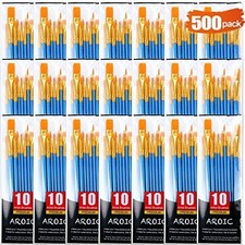 Acrylic Paint Brush Set, 50 Packs, 500 Nylon Hair Brushes for Art