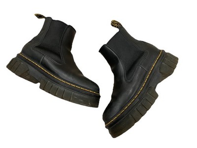 Dr Martens Audrick Chelsea Women 6 Platform Chunky Lug Sole Boots Black Leather